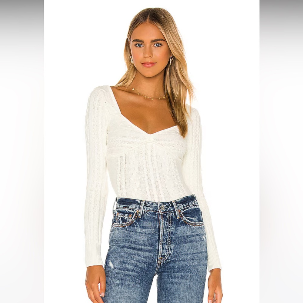 Majorelle Fallone Cable Knit Sweetheart Sweater